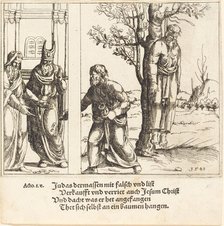Judas Returns the Thirty Pieces of Silver, 1548. Creator: Augustin Hirschvogel.