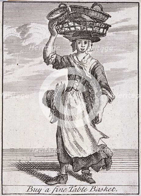 'Buy a fine Table Basket', Cries of London, (c1688?). Artist: Anon