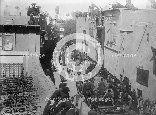 Shah of Persia arriving in Ourmiah, 1911. Creator: Bain News Service.