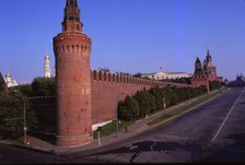 Kremlin Wall and tower from south of Red Square, Moscow, 20th century. Artist: CM Dixon.