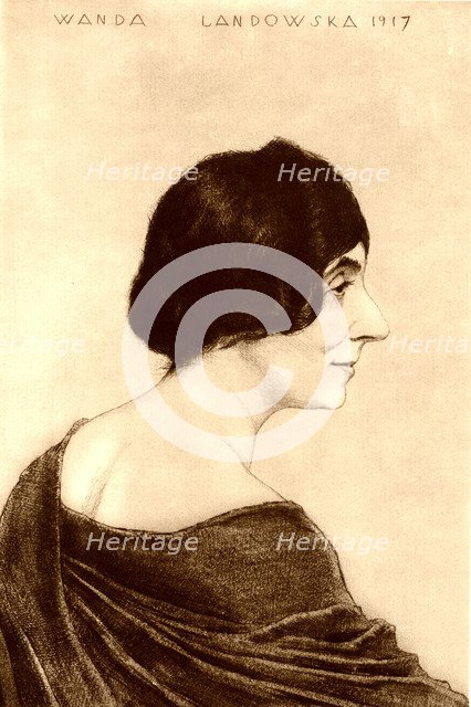Portrait of Wanda Landowska (1879-1959), 1917. Artist: Orlik, Emil (1870–1932)
