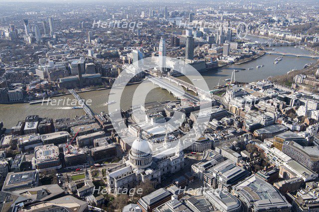 St Paul's Cathedral and view towards the South Bank, London, 2018. Creator: Historic England Staff Photographer.