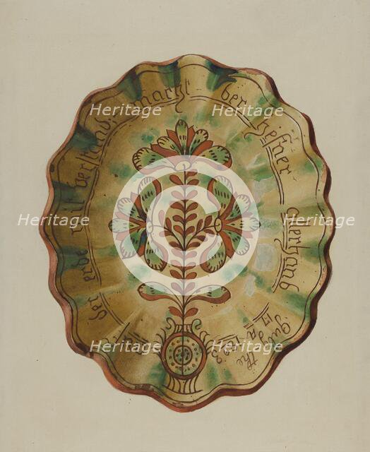 Pennsylvania German Dish, c. 1936. Creator: Albert J. Levone.