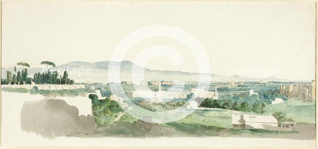 A View from the Palatine Hill, Rome, the Alban Hills in the Distance, c.1775. Creator: Carlo Labruzzi.