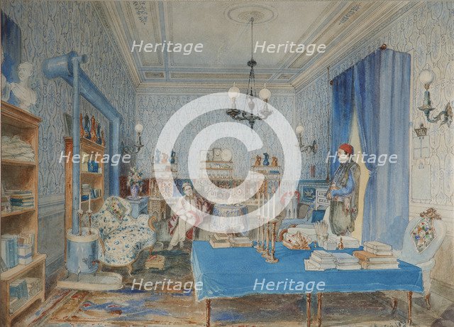 Prince Pavel Petrovich Vyazemsky in his study in Constantinople, 1850. Artist: Preziosi, Amedeo (1816-1882)