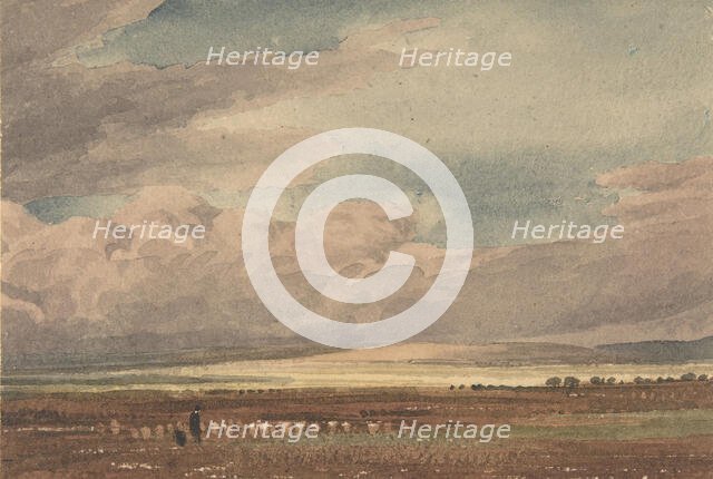 Salisbury Plain with Old Sarum in the Distance, Wiltshire, 1810-62. Creator: William Turner.