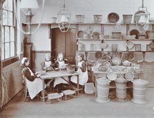 Basketry workshop at Elm Lodge Residential School for Elder Blind Girls, London, 1908. Artist: Unknown.