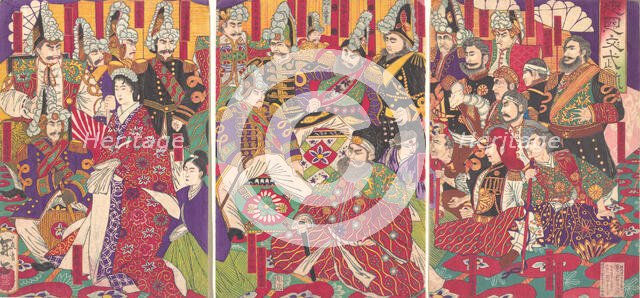 Civil and Military Officers, December 1877. Creator: Toshimasa.