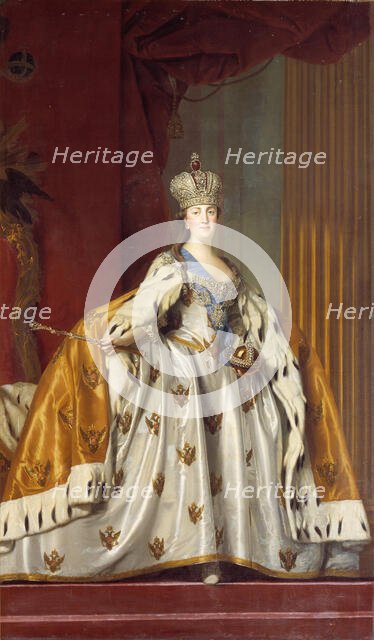 Portrait of Empress Catherine II (1729-1796) in Her Coronation Robes, 1766. Creator: Erichsen (Eriksen), Vigilius (1722-1782).