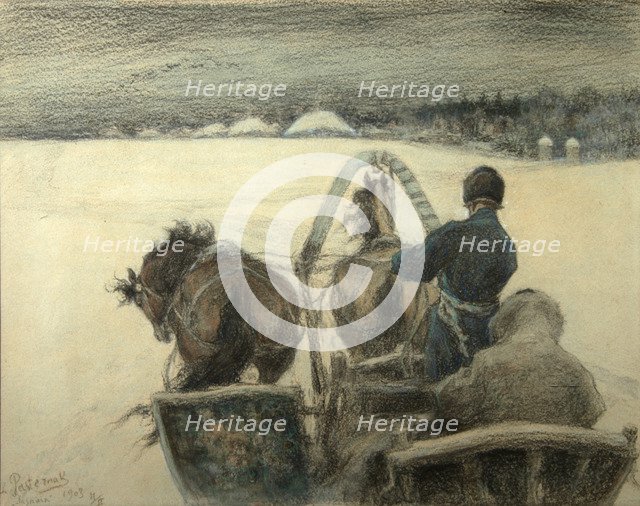 On the Road to Yasnaya Polyana, 1903. Artist: Pasternak, Leonid Osipovich (1862-1945)