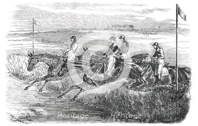 Epsom Spring Meeting - Great Metropolitan Steeple-Chase: the Jump at the Brook, 1850. Creator: Smyth.
