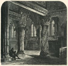 'The Apprentice Pillar in Roslin Chapel', c1870.