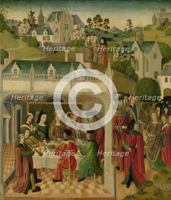 Wedding Feast of Saint Elizabeth of Hungary and Louis of Thuringia in the Wartburg, inner left wing  Creator: Master of the St Elizabeth Panels.