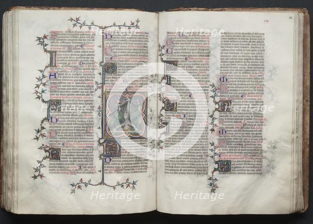 The Gotha Missal: Fol. 117v, St. Peter Tied Upside Down to Cross, c. 1375. Creator: Master of the Boqueteaux (French); Workshop, and.