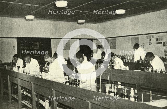 'Scenes in a Native College - Students of Bacteriology at the Fort Hare Native College at Alice in C Creator: Unknown.
