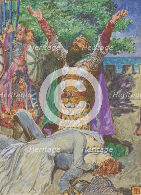 Tristan und Isolde: "Dead! They're all gone! All are dead!", 1908. Creator: Shaw, John Byam Liston (1873-1919).