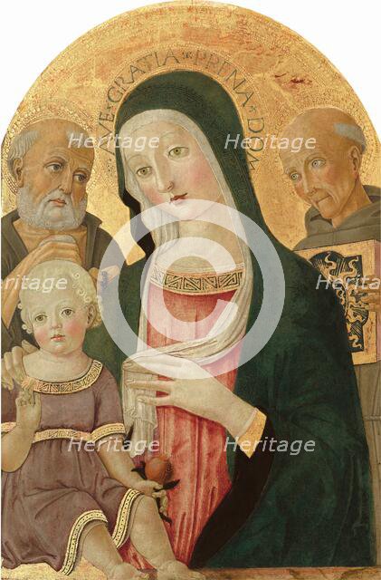 Madonna and Child with Saint Jerome and Saint Bernardino of Siena, c. 1480/1485. Creator: Benvenuto di Giovanni.