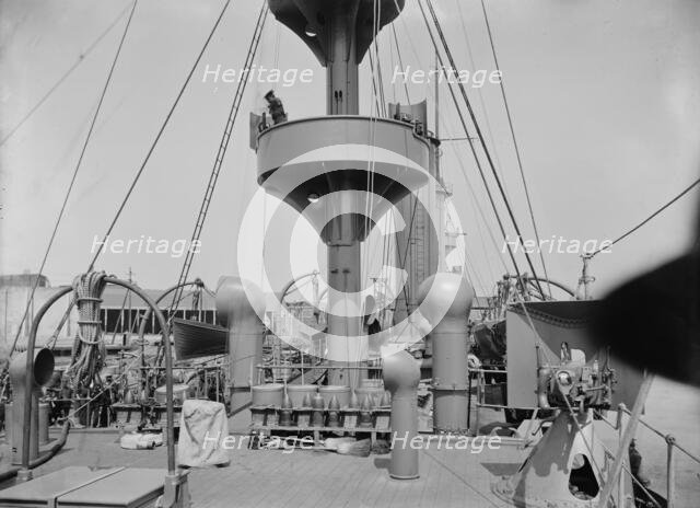 U.S.S. New Orleans, looking forward from quarter-deck, 1900 or 1901. Creator: Unknown.