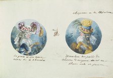 Two Costume Designs or Portrait Types, ca. 1785-90. Creator: Anon.