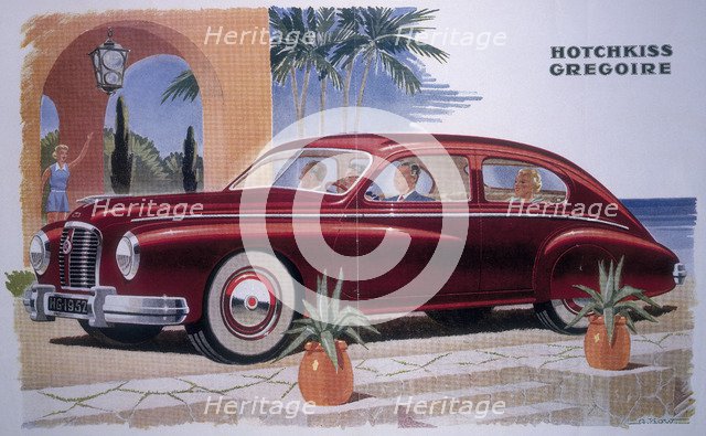 Poster advertising a Hotchkiss-Gregoire car, 1951. Artist: Unknown