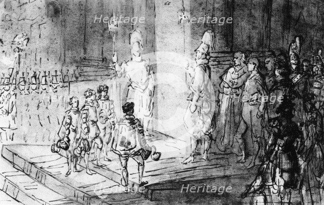 'Swiss Guards and French Soldiers at the Vatican', (1930).Artist: Constantin Guys