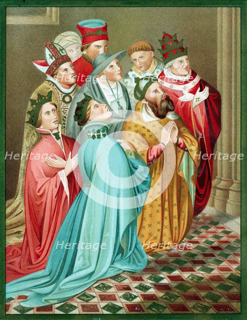Ferdinand I of Aragon and his Queen at prayer, 1417 (mid 19th century). Artist: Unknown