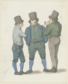 A boatman in profile with two other boatmen, c1840s. Creator: Jakob Dielmann.