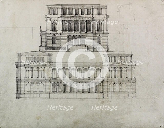 Design Projects, Building Elevation Study, c. 1860-1870. Creator: Carl J Furst.