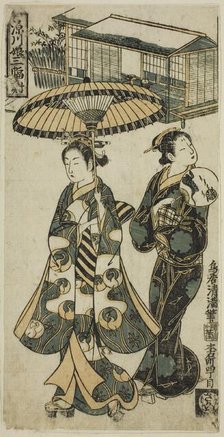 Young Lady and Matron, from "Girls of Fukagawa - A Triptych (Fukagawa musume sanpukutsui)", c.1750s. Creator: Torii Kiyomitsu.