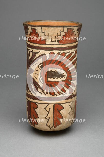 Beaker Depicting Abstract Figure and Geometric Motifs, 180 B.C./A.D. 500. Creator: Unknown.