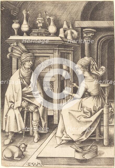 The Visit to the Spinner, c. 1495/1503. Creator: Israhel van Meckenem.