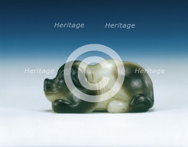 Jade pig in squatting position, Six Dynasties period, China, 220-580. Artist: Unknown