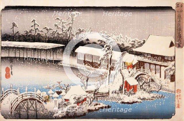 View of Kameido Tenmangu Shrine in Snow, c1832-38. Creator: Ando Hiroshige.