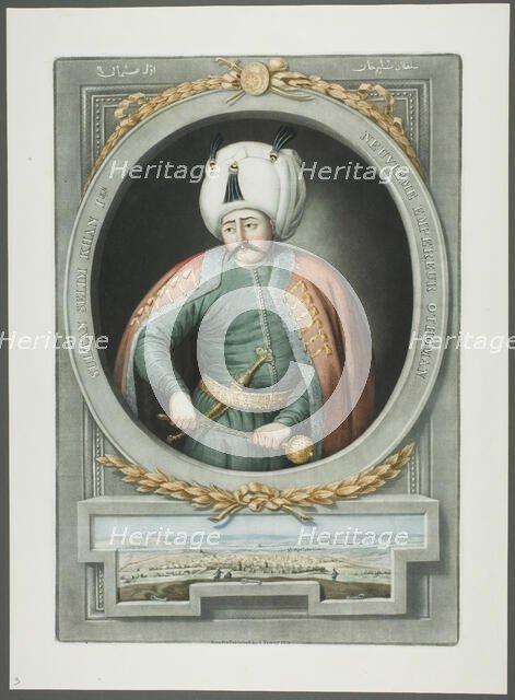 Selim Kahn I, from Portraits of the Emperors of Turkey, 1815. Creator: John Young.