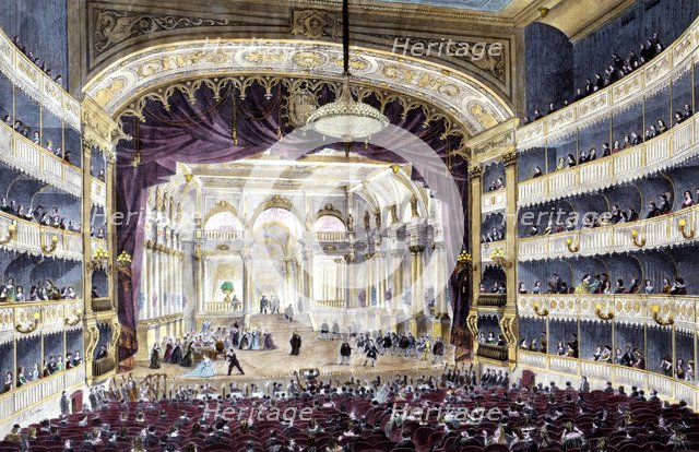 Interior of the National Opera Theatre of Madrid, built on the site occupied by the old Coliseum …