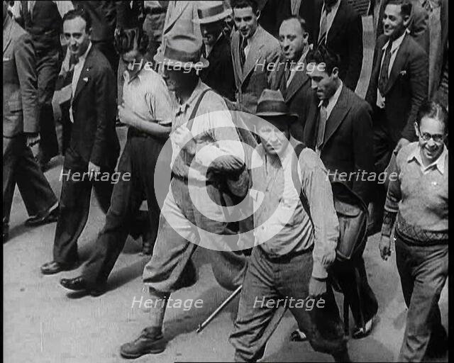 Vigilantes Carrying Guns Patrol the Streets To Fight Crime and Gang Warfare, 1932. Creator: British Pathe Ltd.