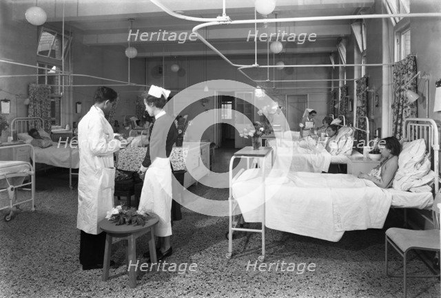 The female medical ward at the Montague Hospital, Mexborough, South Yorkshire, 1959.  Artist: Michael Walters