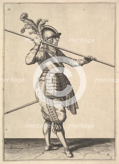 The second movement for bringing the pike on to the shoulder and holding it horizontally, from.... Creator: Unknown.