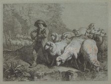 Shepherd with a Sack Driving a Flock, 1763. Creator: Francesco Londonio.