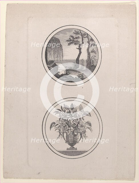 Hidden silhouette of Napoleon visiting his tomb; vase of flowers, 1821-1900., 1821-1900. Creator: Anon.