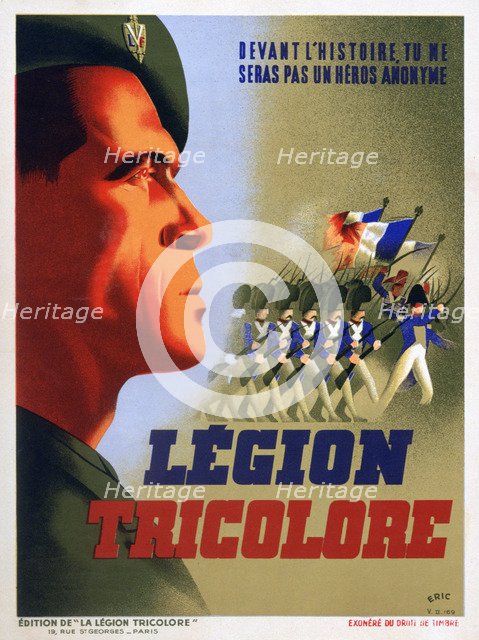Recruitment poster for the Vichy French Légion Tricolore, 1942. Artist: Eric
