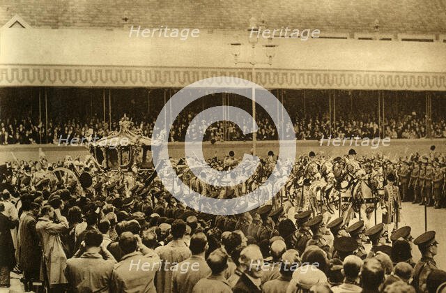 'Passing Through Parliament Square', 1937. Creator: Photochrom Co Ltd of London.