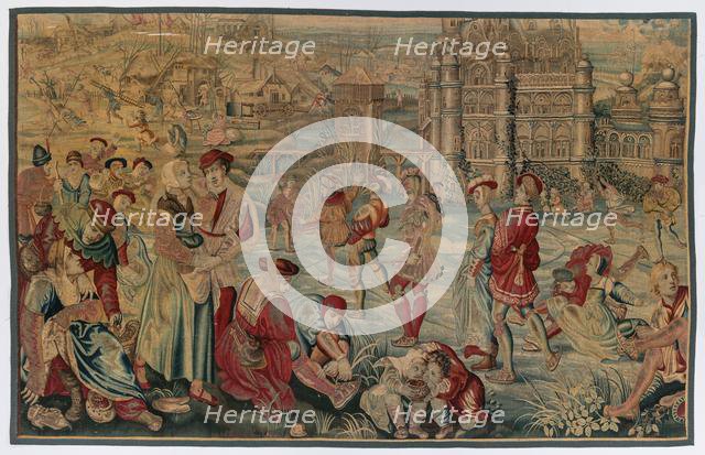 Winter: Skating Scene (From Set of Four Seasons), late 1600s - early 1700s. Creator: Gobelins (French).