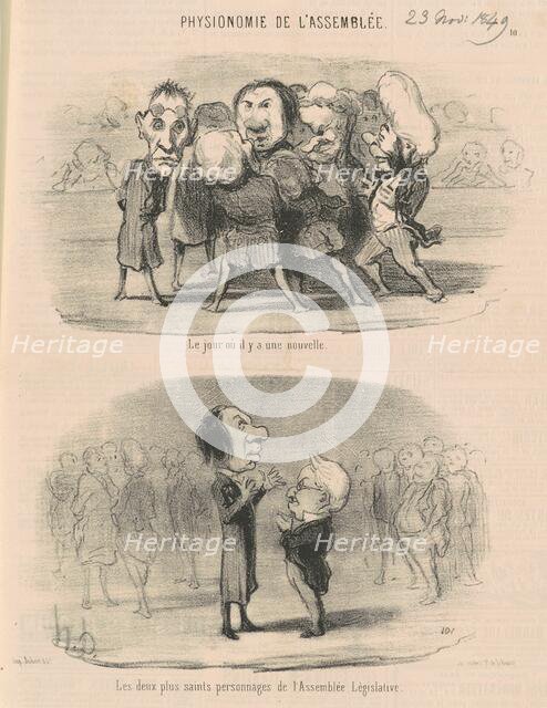 Le jour ou il y a une nouvelle, 19th century. Creator: Honore Daumier.