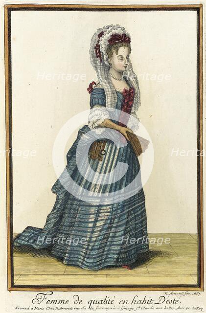 Recueil des modes de la cour de France, 'Femme de Qualité en Habit d'Esté', 1687. Creator: Nicolas Arnoult.