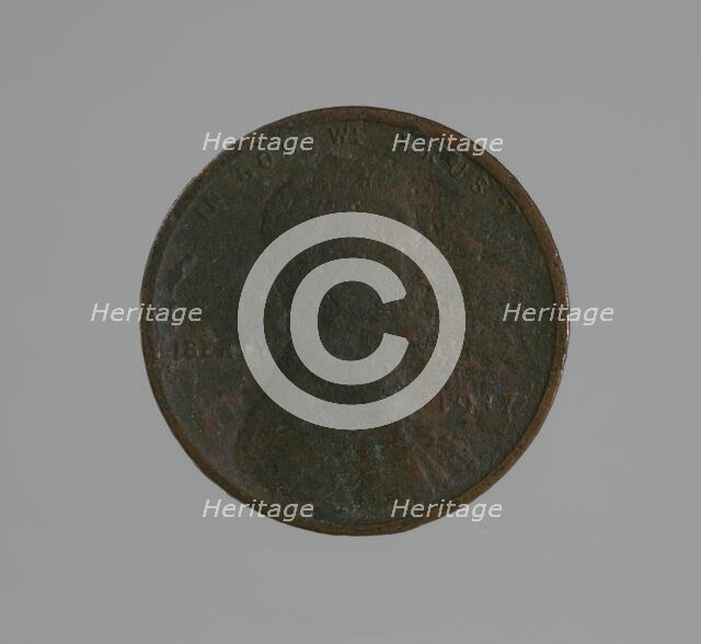 Riot penny charred during the 1921 Tulsa Race Massacre, 1917. Creator: United States Mint.