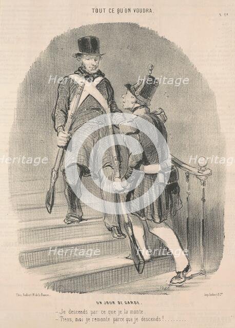 Un jour de garde, 19th century. Creator: Honore Daumier.