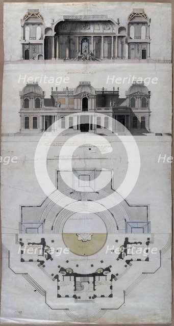 Pavilion Water palace (Chateau d'Eau) in Strelna, 1717. Artist: Le Blond, Jean-Baptiste Alexandre (1679-1719)