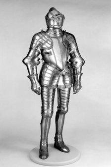 Field armour Probably of Sir John Scudamore (1541 or 1542-1623), British, c1587, restored 1915. Creators: Royal Workshops at Greenwich, Jacob Halder, Daniel Tachaux.