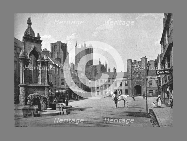 Market Place, and Cathedral Towers, Wells, c1900. Artist: Thomas W Phillips.